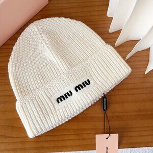 Miu Miu Knit Logo Slouchy Beanie